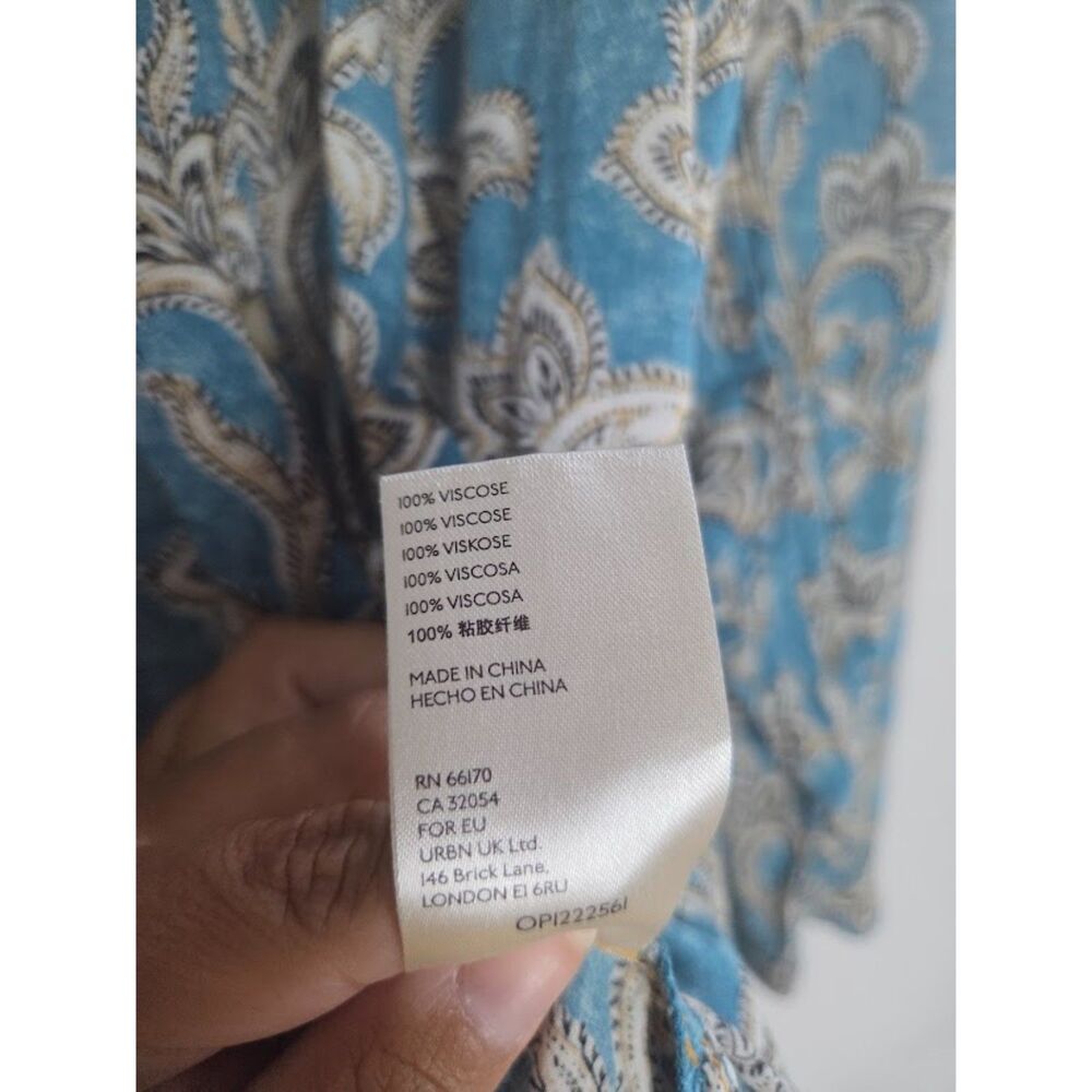 Pilcro Anthropologie "Lelani" Blue & Cream FloralPasley Button Down Blouse sz 1X - Picture 9 of 9